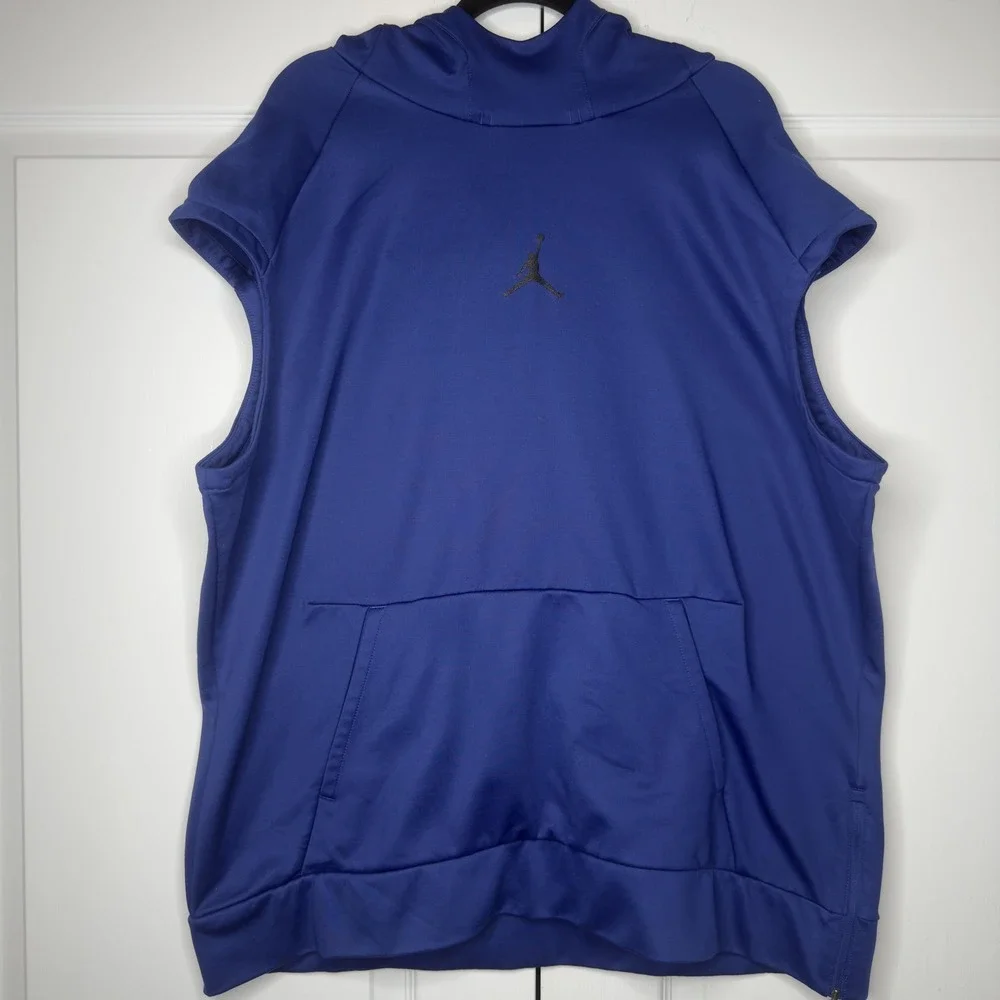 Jordan Hoodie Mens 3XL Blue Sleeveless Pullover Fleece Jumpman Kangaroo Pocket